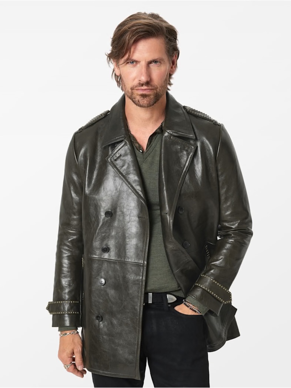 $2698 Brand New John Varvatos Collection Ebury Peacoat Jacket Size EU 50 US 40